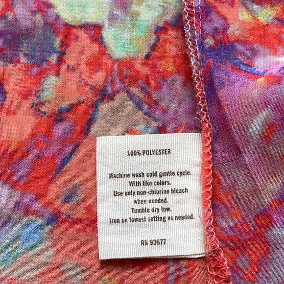 Decree Sheer Floral Cover Up Pink Purple Watercolor Flower Open Front Small - Picture 8 of 9